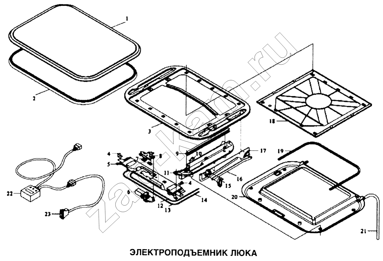 Схема/чертеж: Электроподъемник люка / Shaanxi SX-3255-DR 3804B 6х4