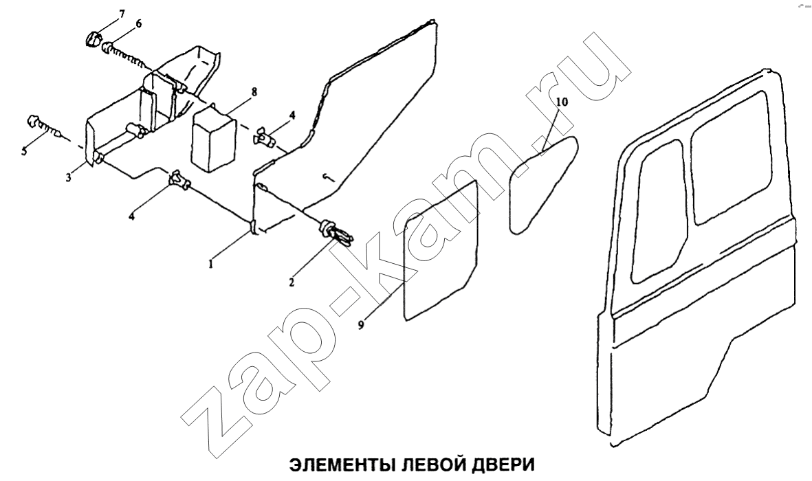 Схема/чертеж: Элементы левой двери / Shaanxi SX-3255-DR 3804B 6х4