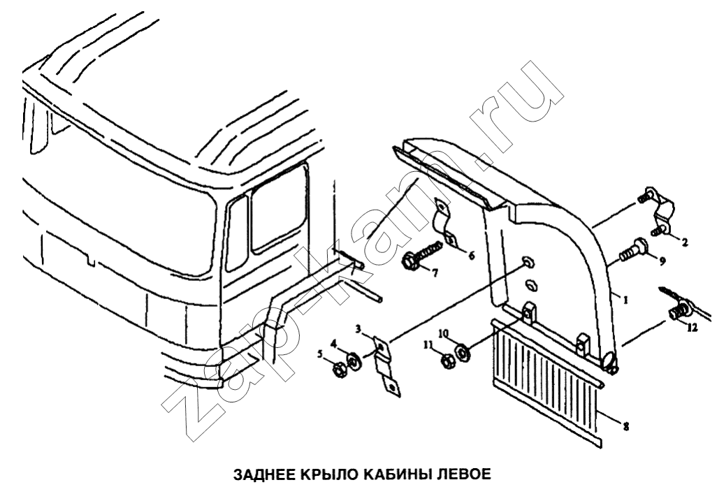 Схема/чертеж: Крыло заднее кабины левое / Shaanxi SX-3255-DR 3804B 6х4