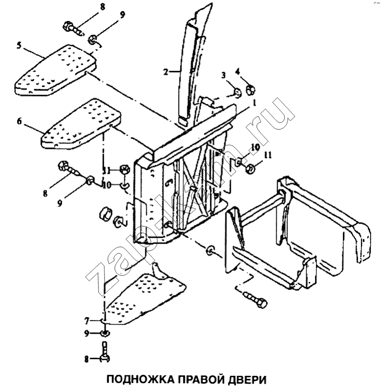 Схема/чертеж: Подножка правой двери / Shaanxi SX-3255-DR 3804B 6х4