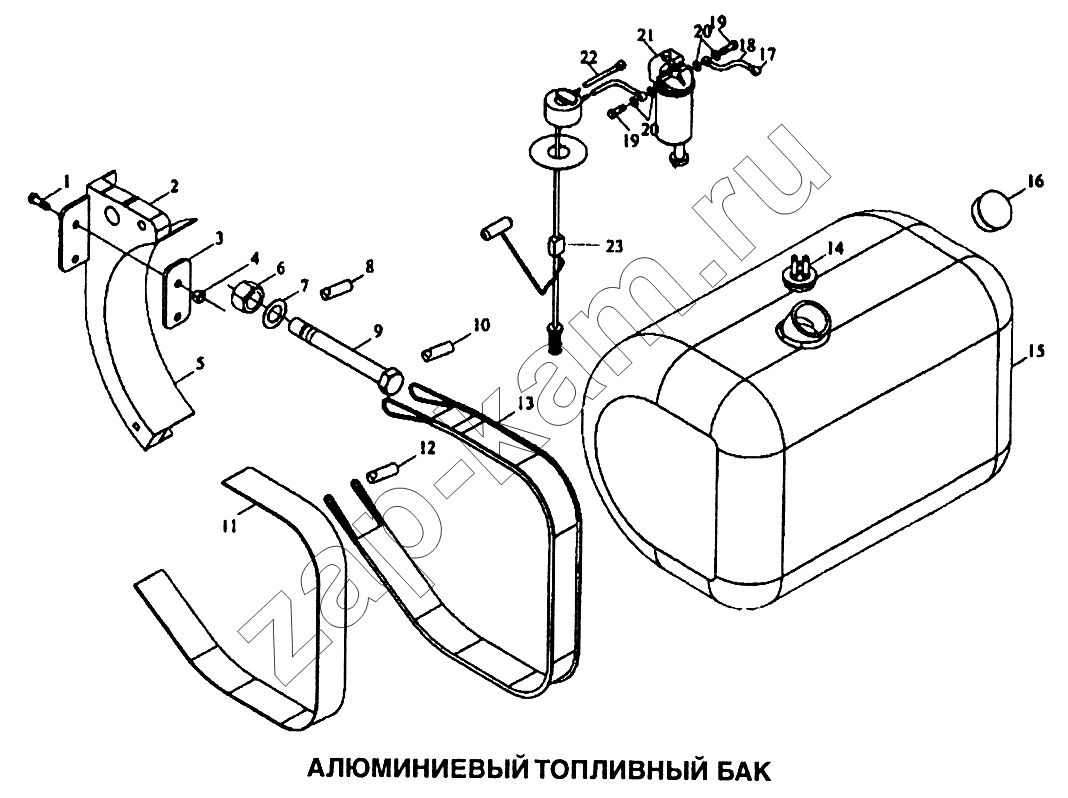 Схема/чертеж: Бак топливный алюминиевый / Shaanxi SX-3255-DR 3804B 6х4