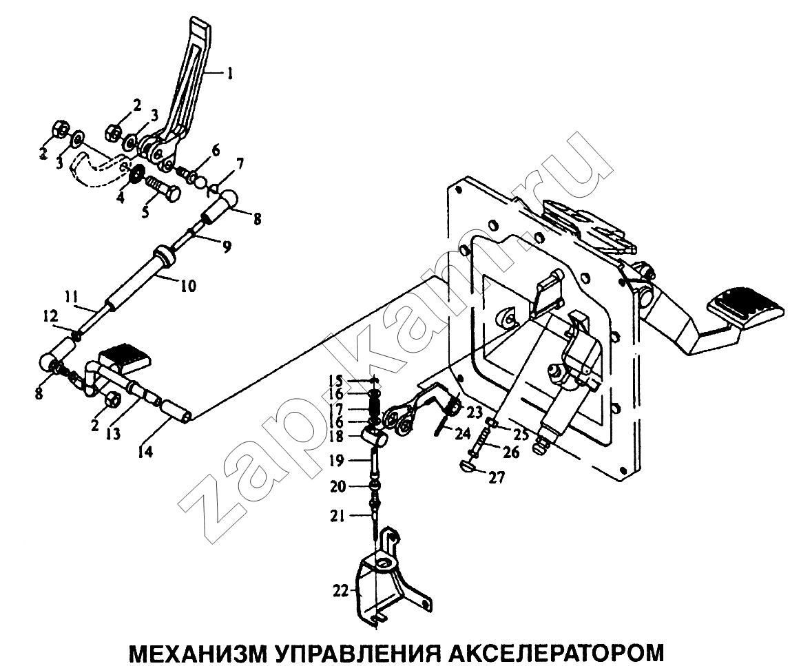 Схема/чертеж: Механизм управления акселератором / Shaanxi SX-3255-DR 3804B 6х4