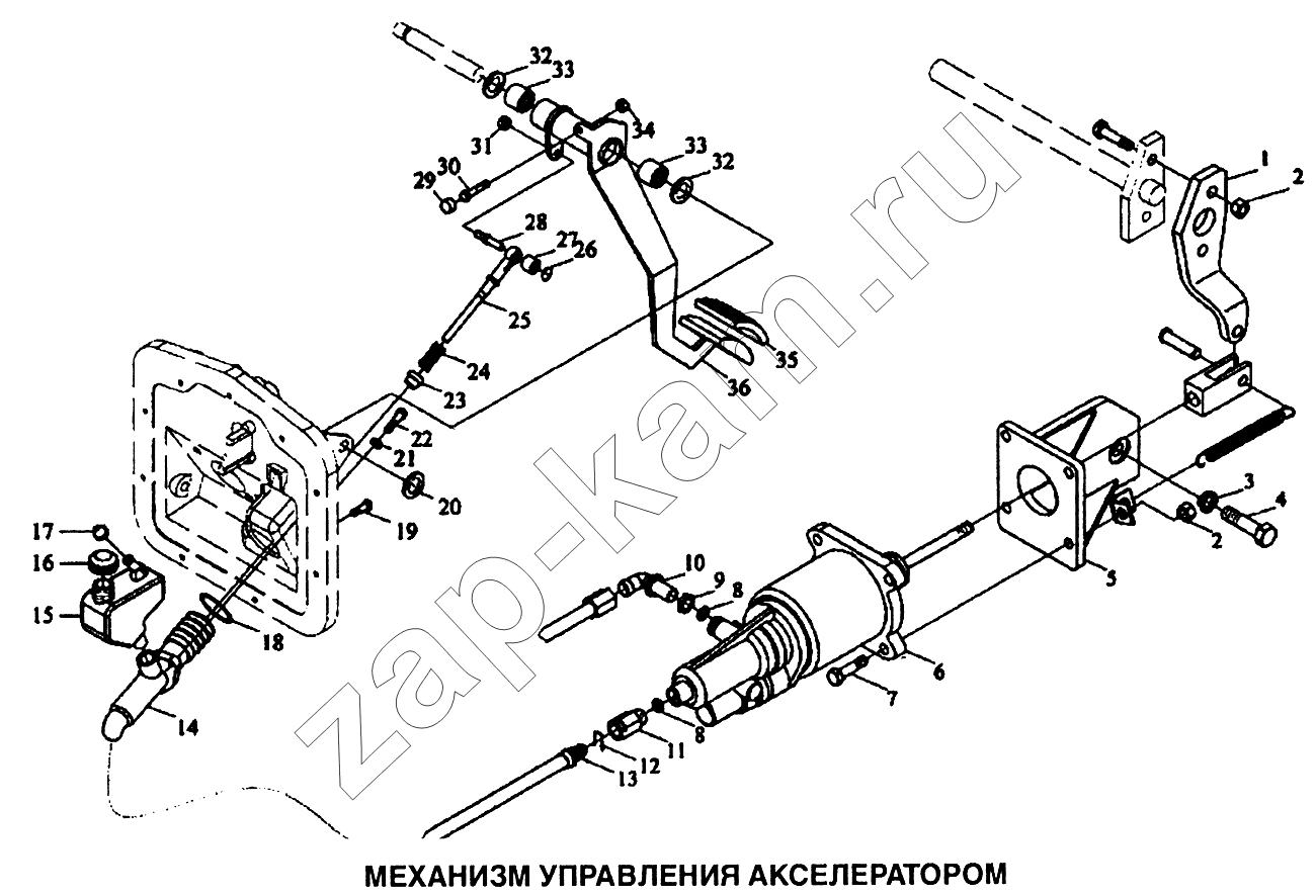 Схема/чертеж: Механизм управления акселератором / Shaanxi SX-3255-DR 3804B 6х4