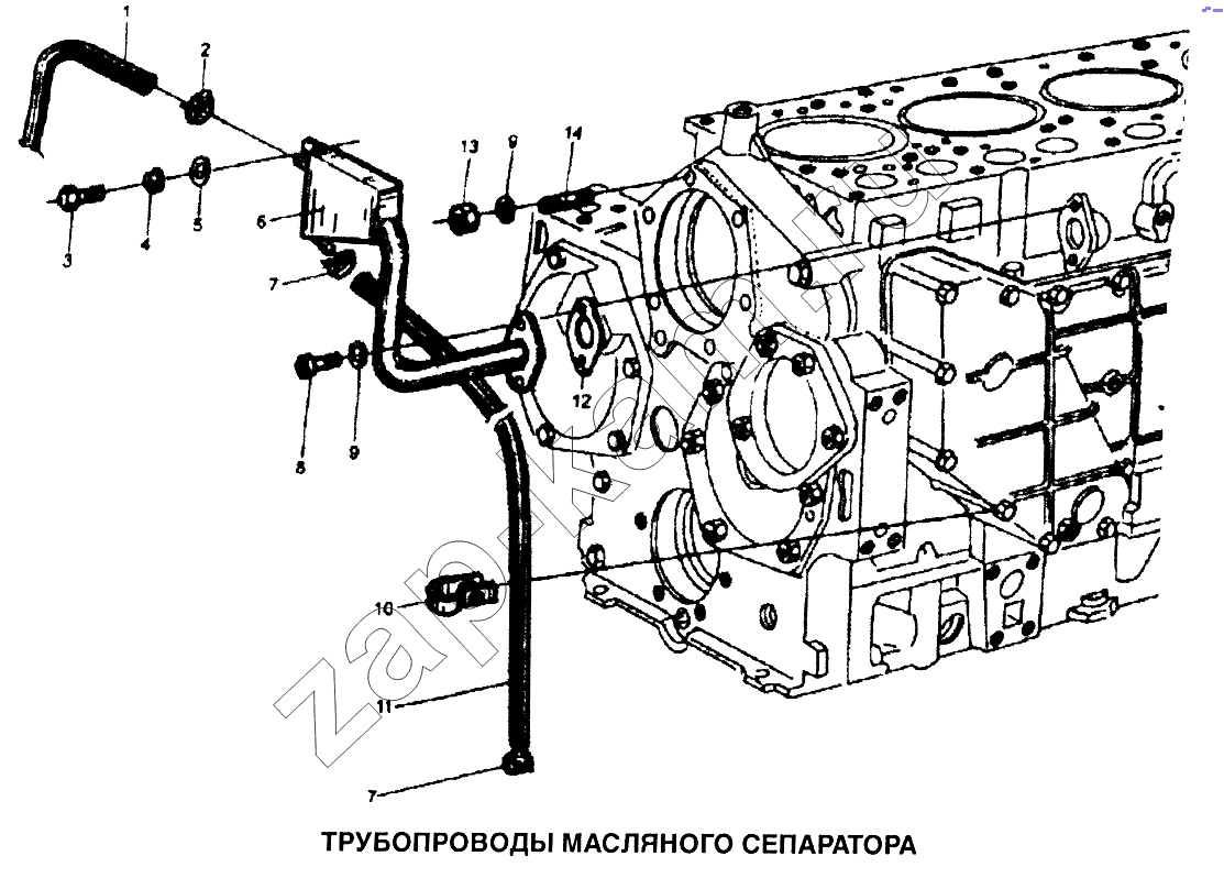 Схема/чертеж: Трубопроводы масляного сепаратора / Shaanxi SX-3255-DR 3804B 6х4