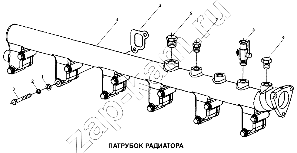 Схема/чертеж: Патрубок радиатора / Shaanxi SX-3255-DR 3804B 6х4