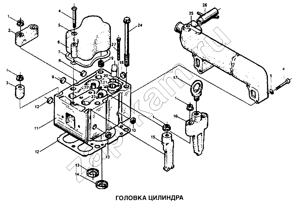 Схема/чертеж: Головка цилиндра / Shaanxi SX-3255-DR 3804B 6х4