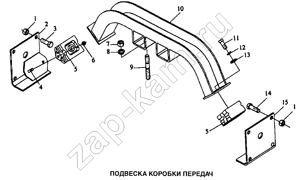 Схема/чертеж: Подвеска коробки передач / Shaanxi SX-3255-DR 3804B 6х4