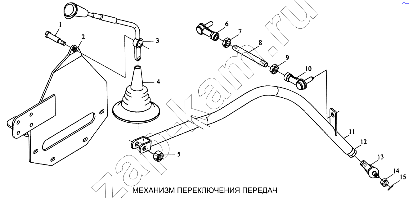 Схема/чертеж: Механизм переключения передач / Shaanxi SX-3255-DR 3804B 6х4