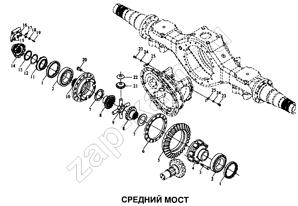 Схема/чертеж: Мост средний / Shaanxi SX-3255-DR 3804B 6х4