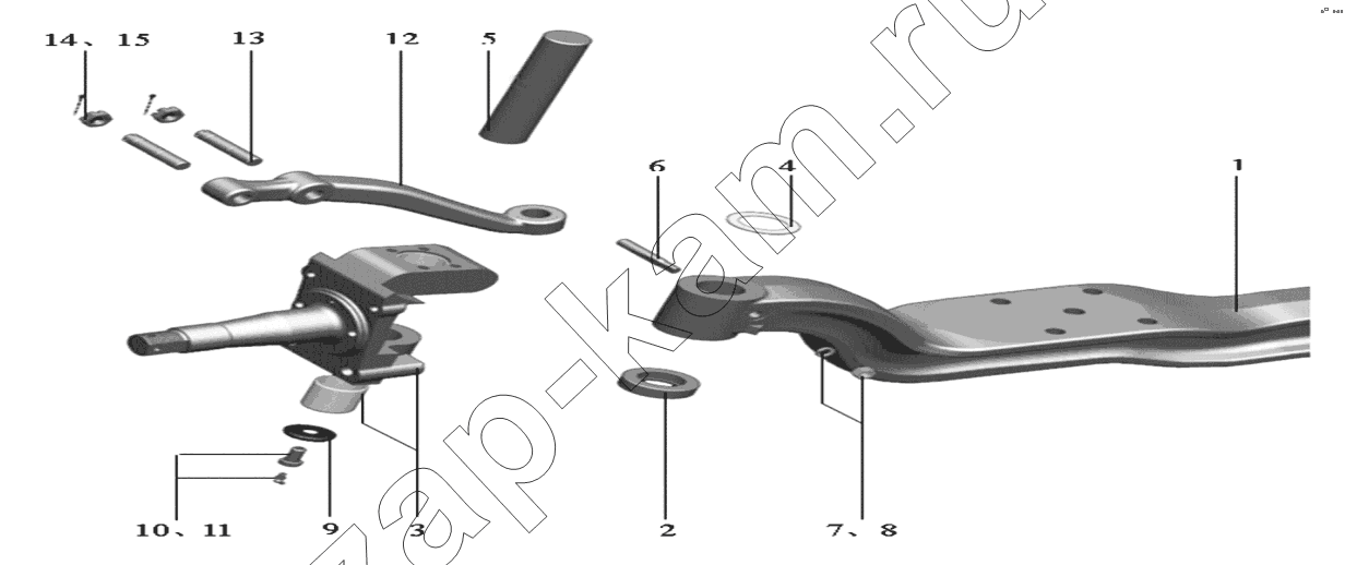 Схема/чертеж: Передняя ось;Front axle / Shaanxi Shacman SX1255GP4