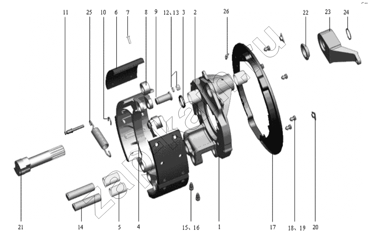 Схема/чертеж: Передний тормоз;Front brake / Shaanxi Shacman SX1255GP4