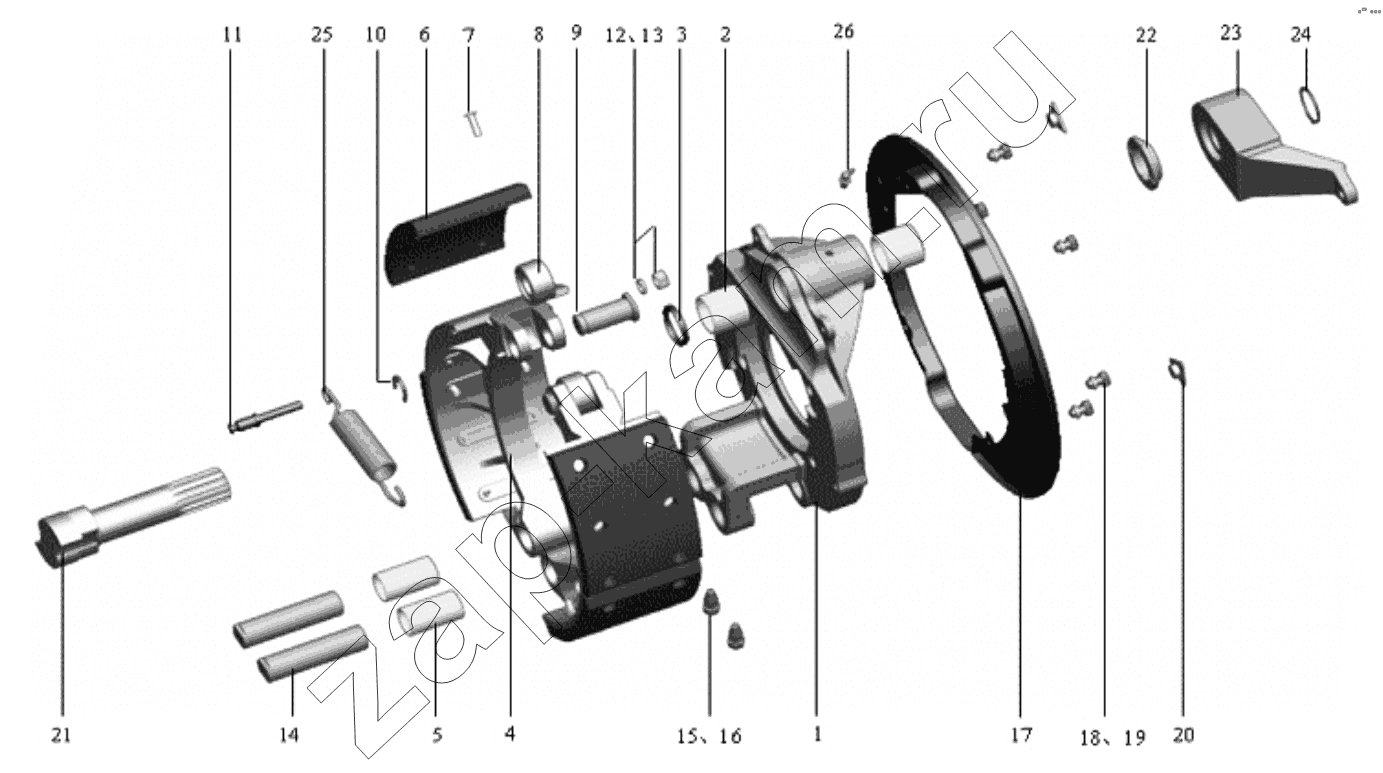 Схема/чертеж: Тормоз колеса;Wheel brake / Shaanxi Shacman SX1255GP4