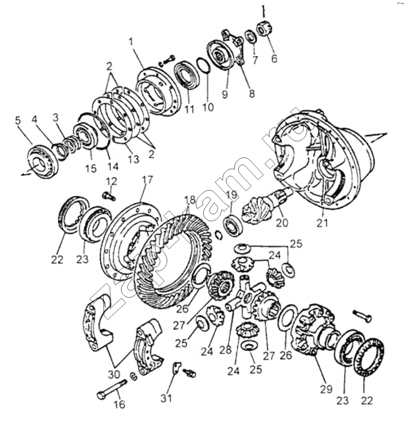 Схема/чертеж: Основной редуктор;Main reducer / Shaanxi Shacman SX1255GP4