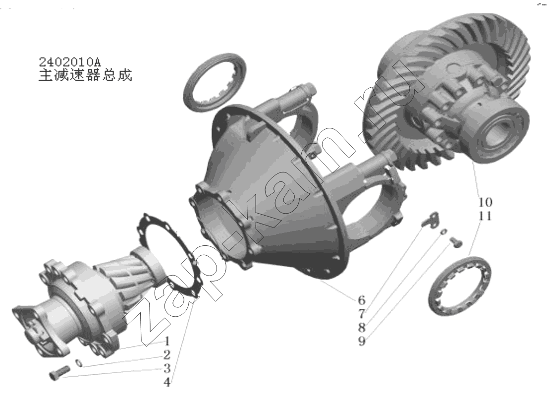 Схема/чертеж: Основной редуктор;Main reducer / Shaanxi Shacman SX1255GP4