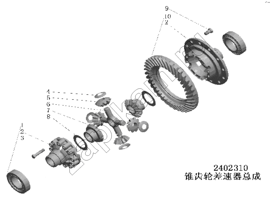 Схема/чертеж: Сборка дифференциала;Differential assembly / Shaanxi Shacman SX1255GP4