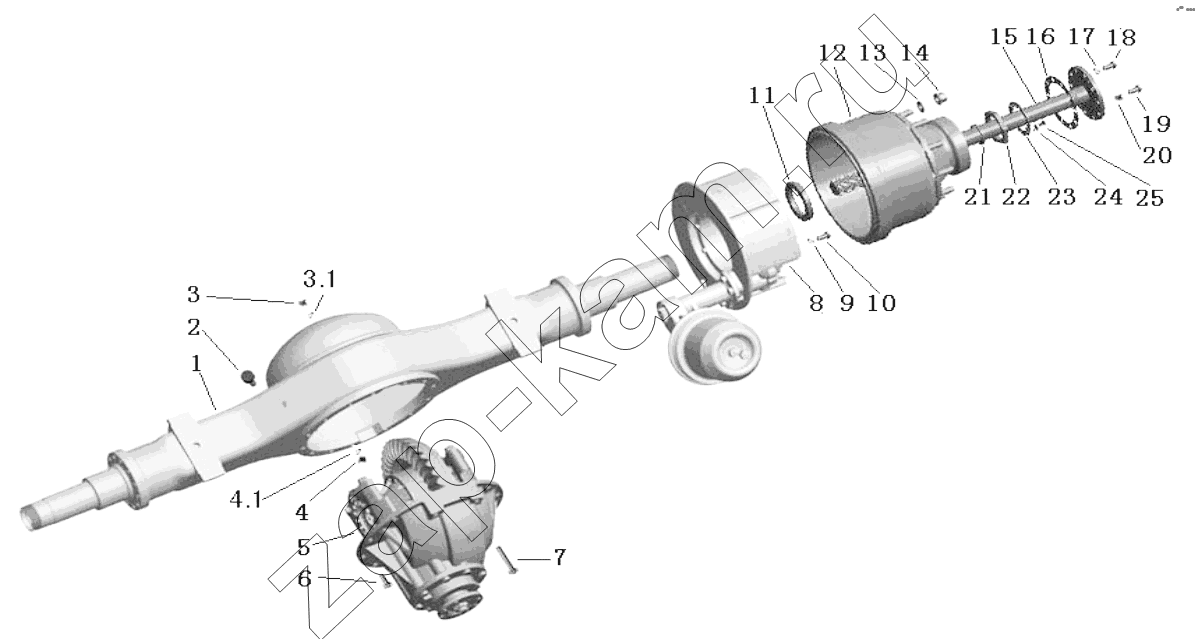 Схема/чертеж: Задний вал;Rear shaft / Shaanxi Shacman SX1255GP4