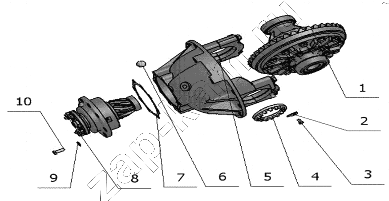Схема/чертеж: Основной редуктор;Main reducer / Shaanxi Shacman SX1255GP4