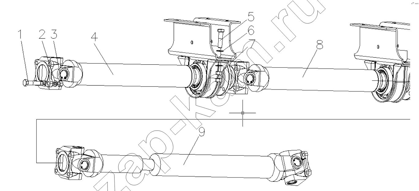 Схема/чертеж: Карданный вал;Propeller shaft / Shaanxi Shacman SX1255GP4