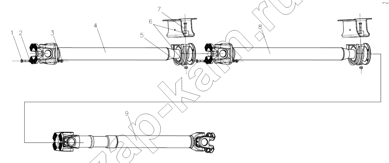 Схема/чертеж: Карданный вал;Propeller shaft / Shaanxi Shacman SX1255GP4