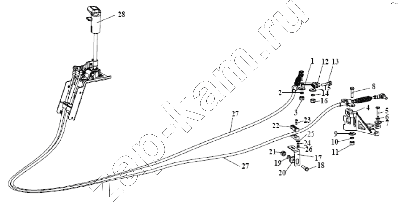 Схема/чертеж: Управление коробкой передач;Gearbox control / Shaanxi Shacman SX1255GP4