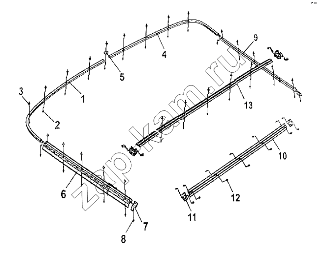Схема/чертеж: Рельсы для штор;Curtain rails / Shaanxi Shacman SX1255GP4