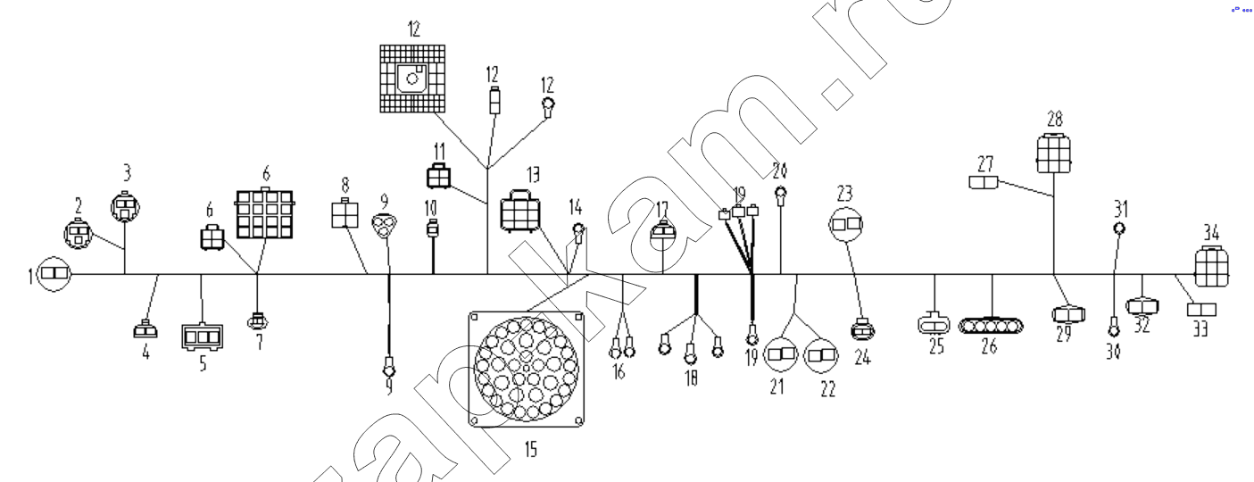 Схема/чертеж: Жгут проводов рамы;Frame wiring harness / Shaanxi Shacman SX1255GP4