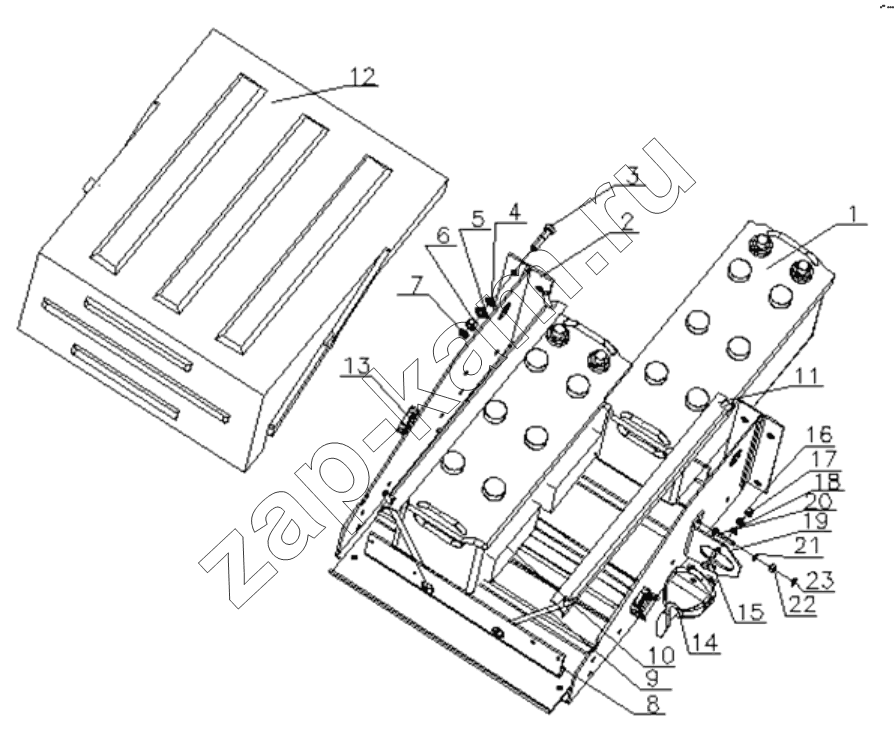 Схема/чертеж: Сборка аккумулятора;Battery assembly / Shaanxi Shacman SX1255GP4