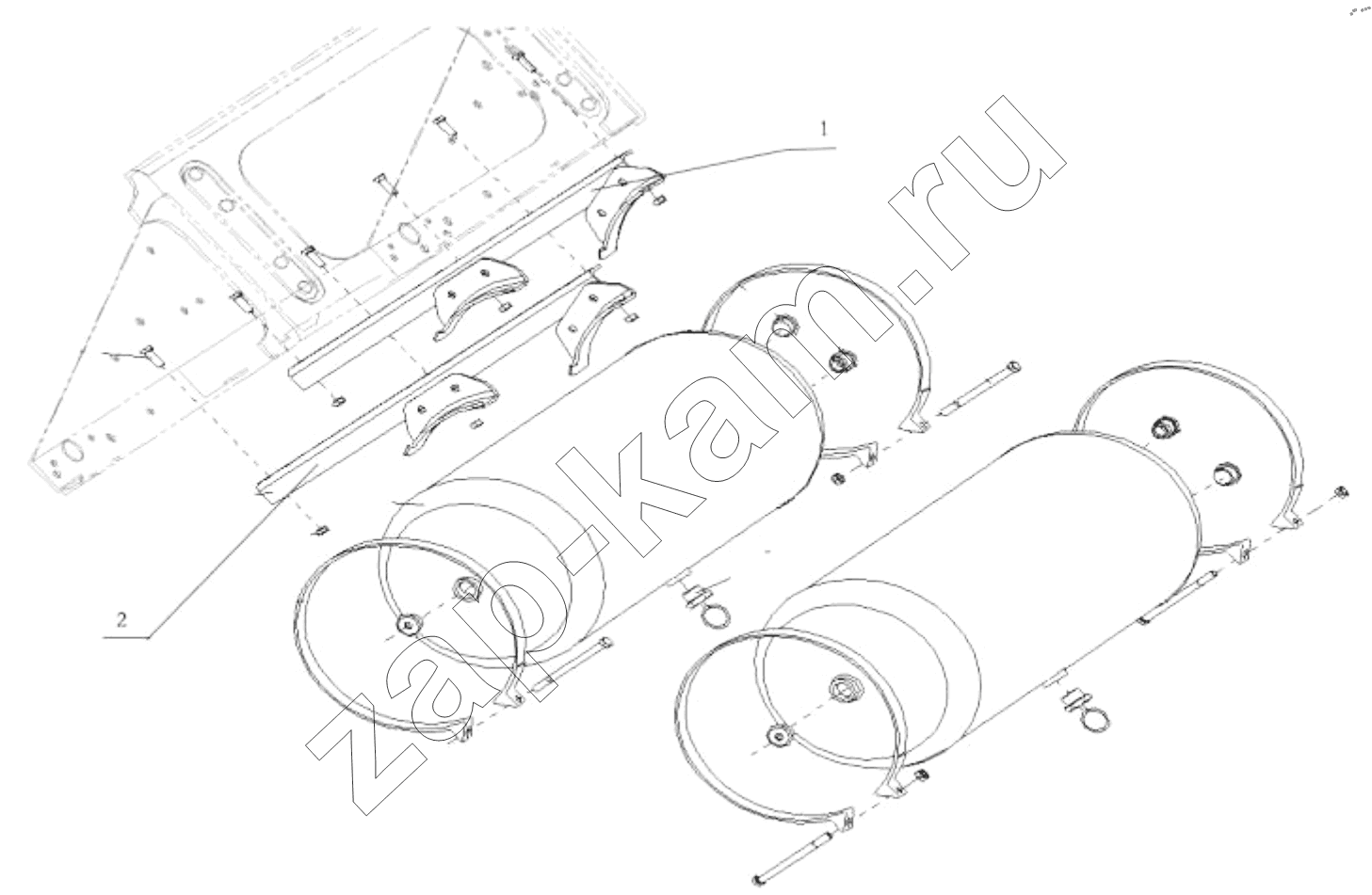 Схема/чертеж: AIR TANK FIXING / Shaanxi Shacman SX13164N456