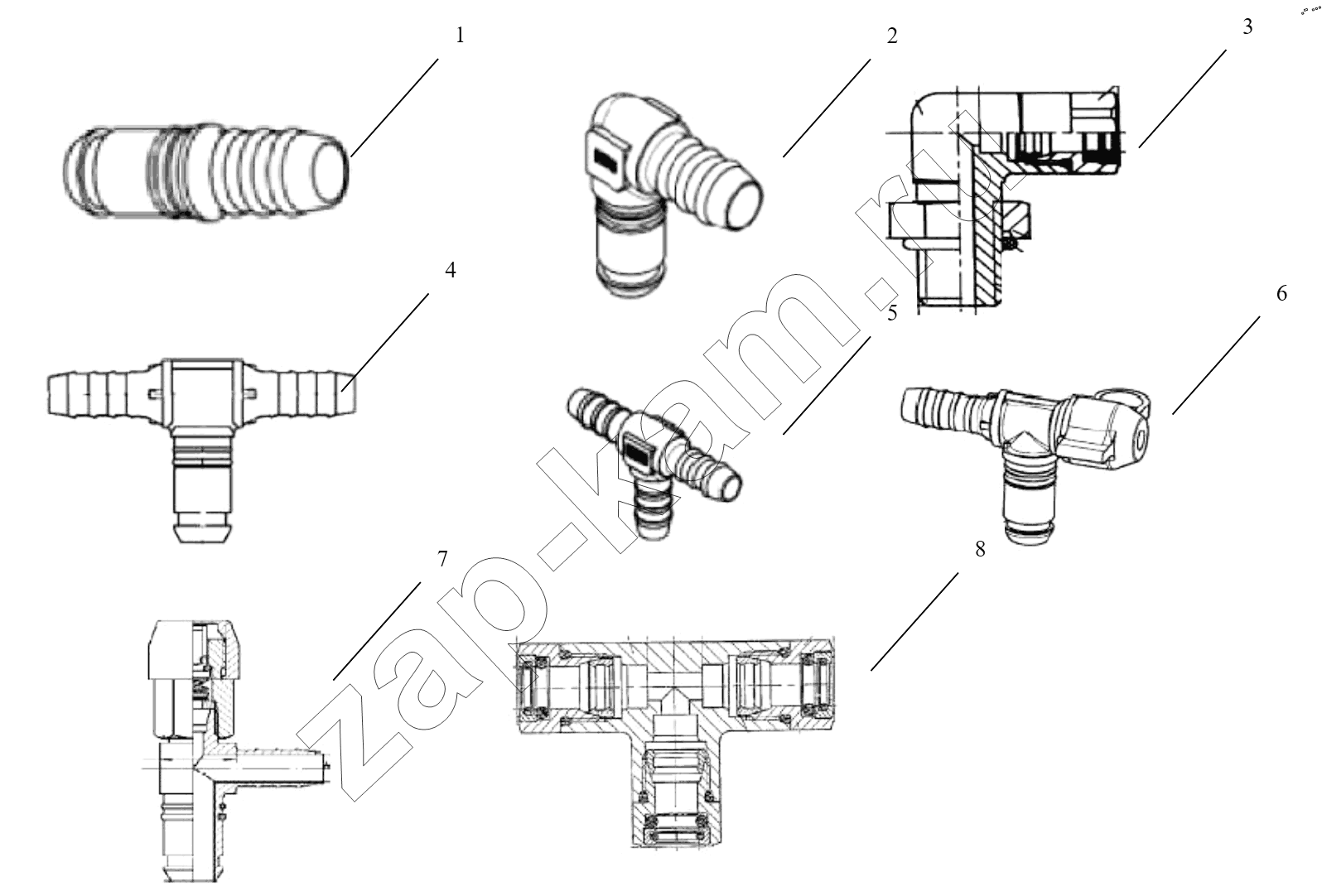 Схема/чертеж: CONNECTING PARTS,LINE & NIPPLE JOINT / Shaanxi Shacman SX13164N456