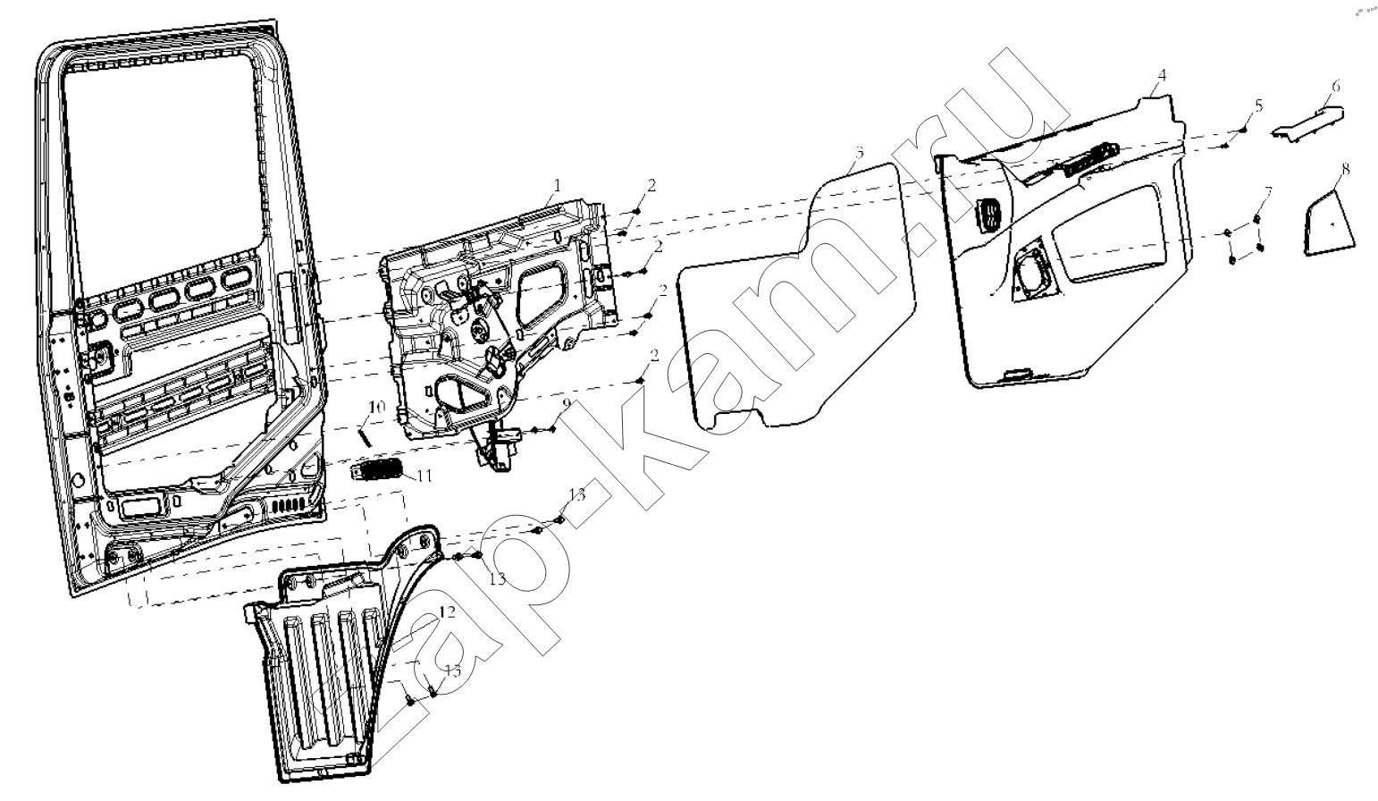 Схема/чертеж: DOOR COVERING RIGHT (ELECTROMOTION) / Shaanxi Shacman SX13164N456