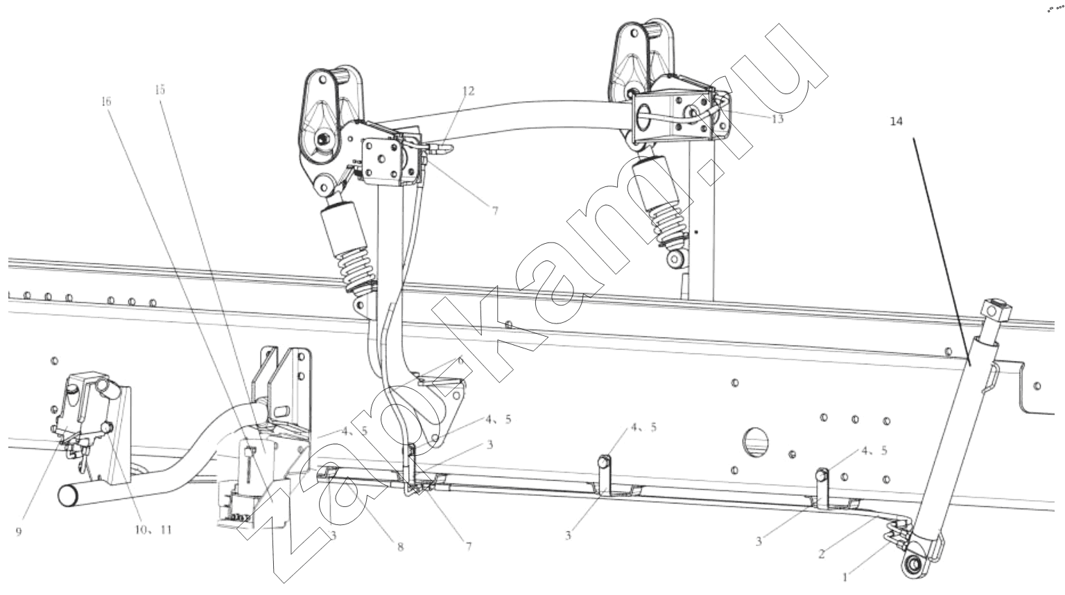 Схема/чертеж: CAB HYDRAULIC TILTING EQUIPMENT / Shaanxi Shacman SX13164N456