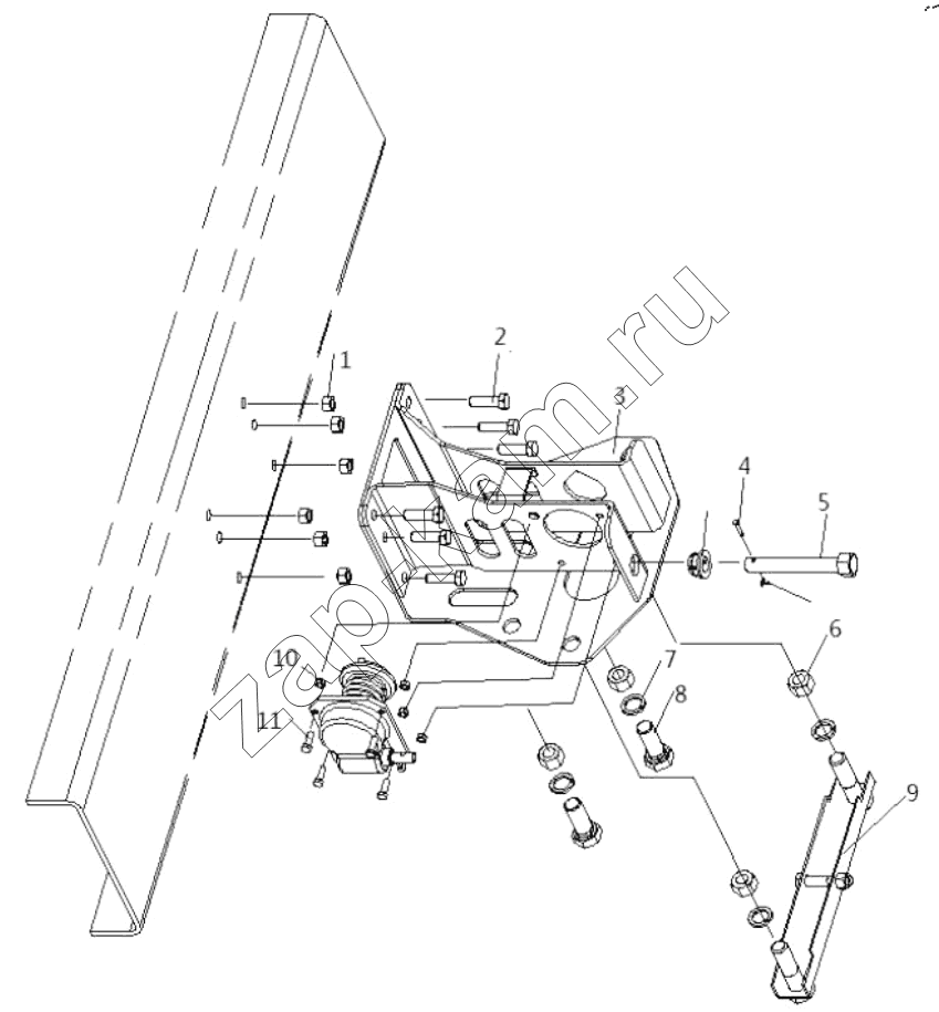 Схема/чертеж: SPARE WHEEL HOLDER / Shaanxi Shacman SX13164N456