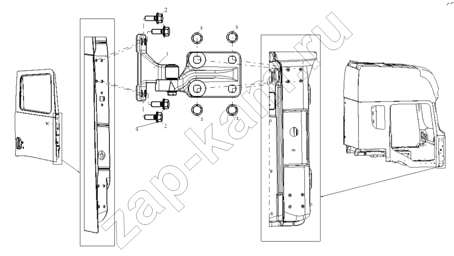 Схема/чертеж: DOOR HINGE RIGHT / Shaanxi Shacman SX13164N456
