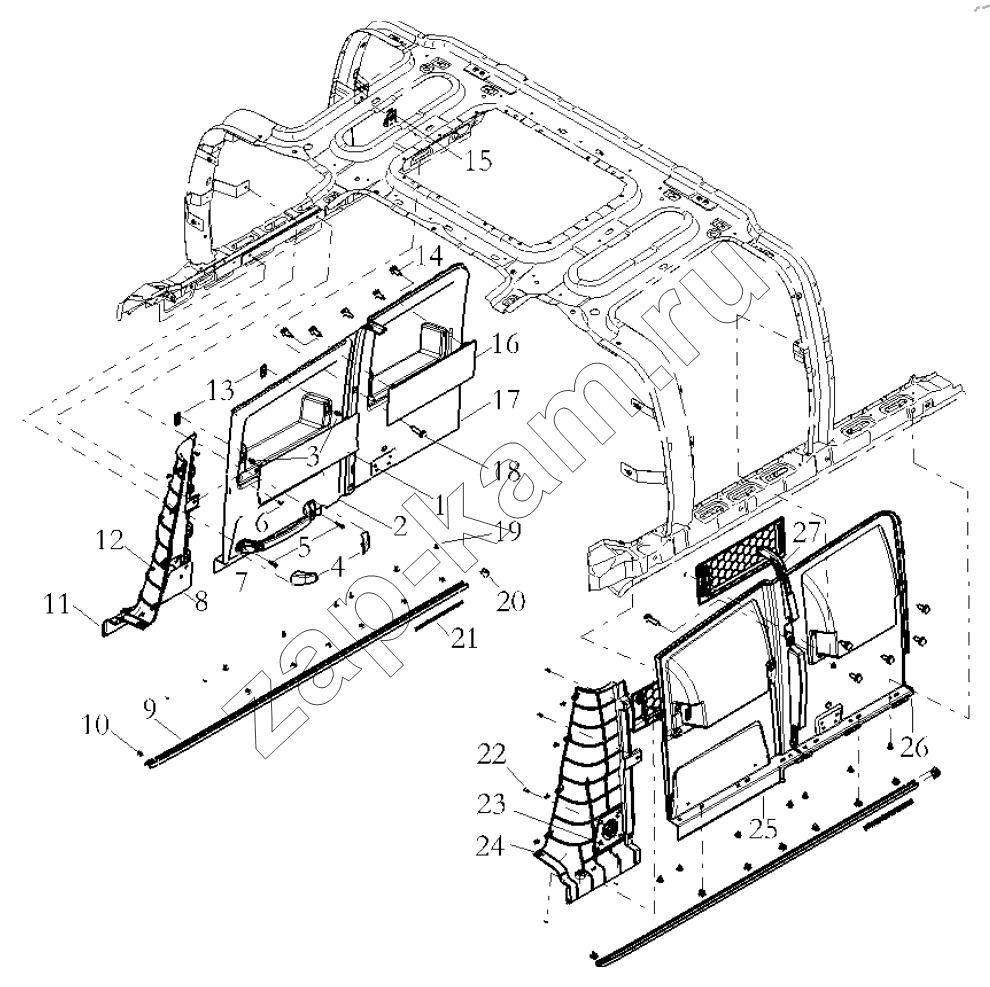 Схема/чертеж: THE INTERIOR TRIM ASSEMBLY / Shaanxi Shacman SX13164N456