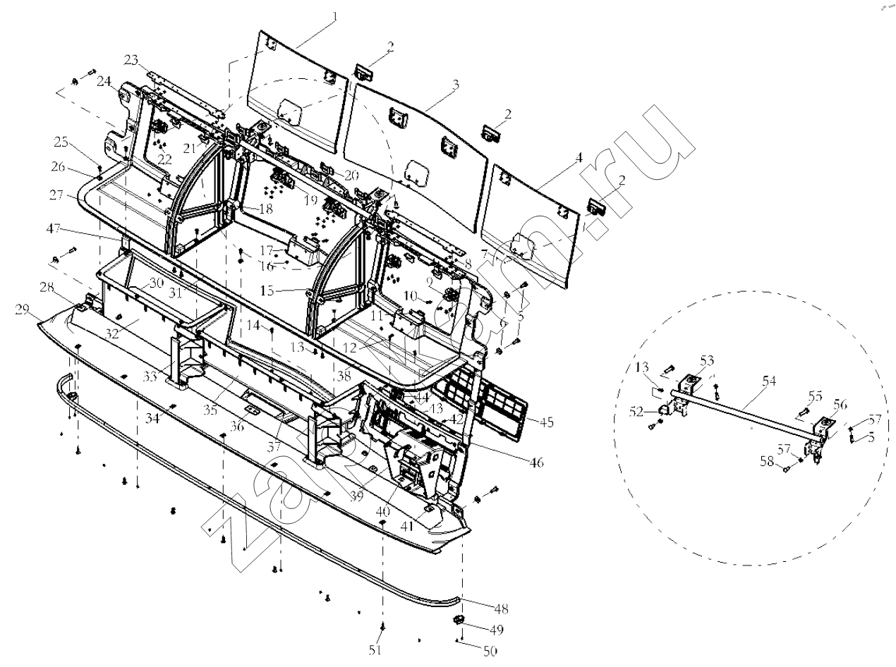 Схема/чертеж: THE INTERIOR TRIM ASSEMBLY / Shaanxi Shacman SX13164N456
