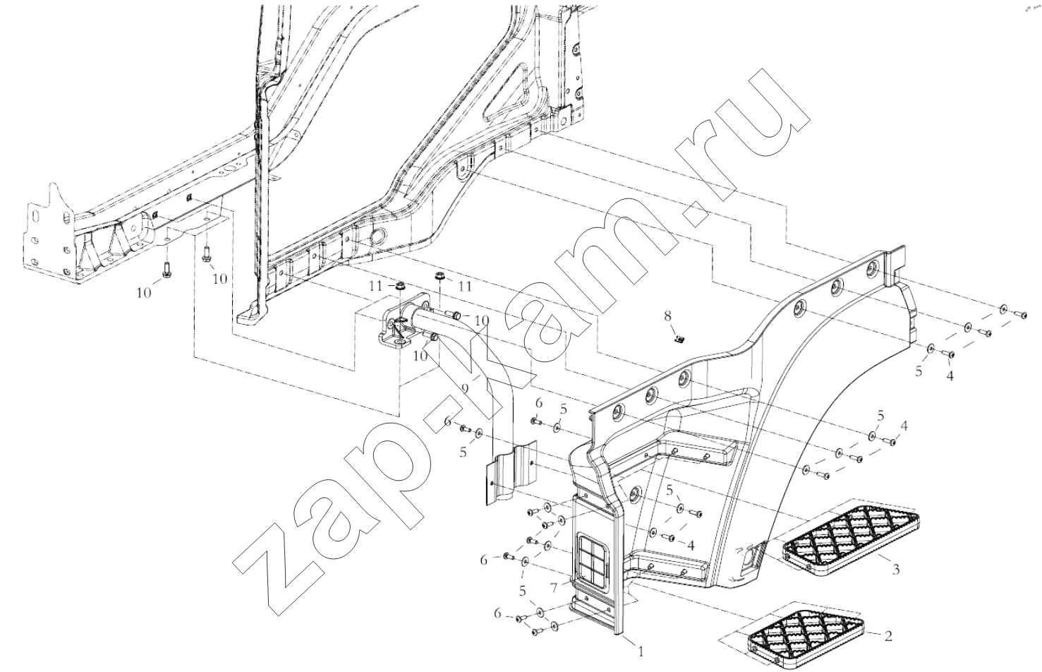 Схема/чертеж: UPPER LEFT CAR PEDAL CAB PART / Shaanxi Shacman SX13164N456