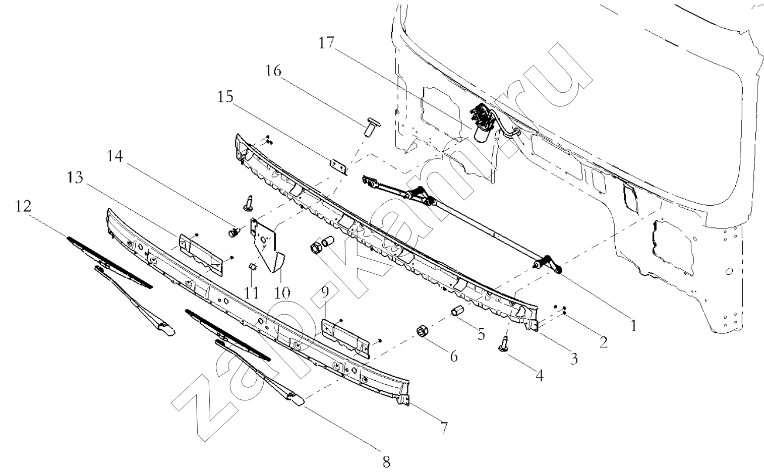 Схема/чертеж: WINDSCREEN RINSE SYSTEM/LEFT / Shaanxi Shacman SX13164N456