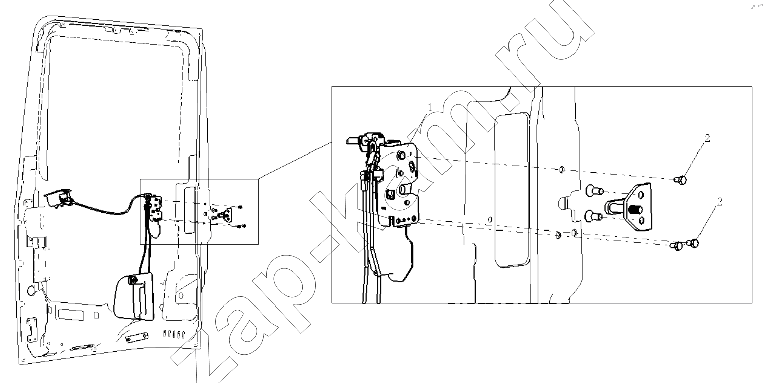 Схема/чертеж: LEFT DOOR LOCK SYSTEM / Shaanxi Shacman SX13164N456