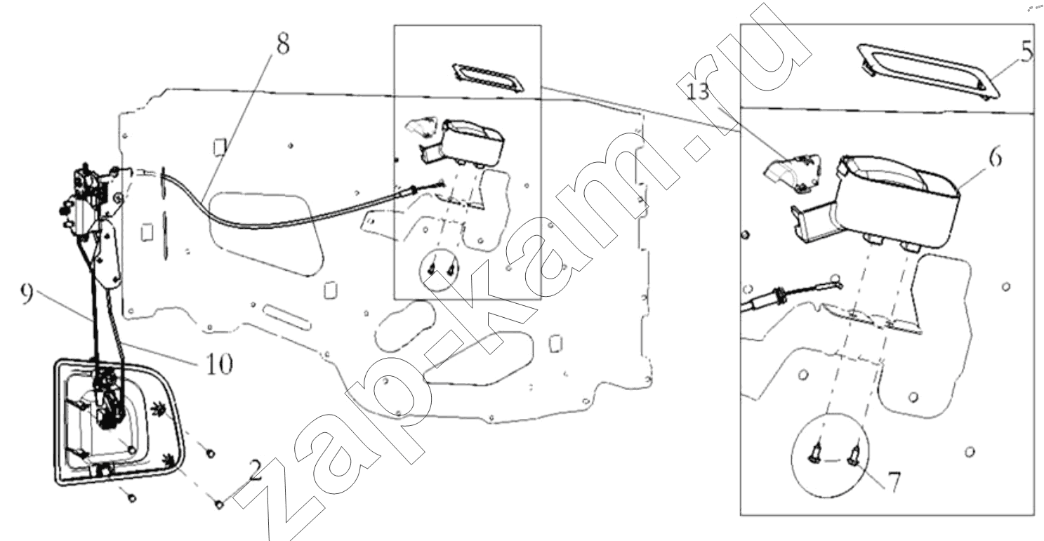 Схема/чертеж: LEFT DOOR LOCK SYSTEM / Shaanxi Shacman SX13164N456