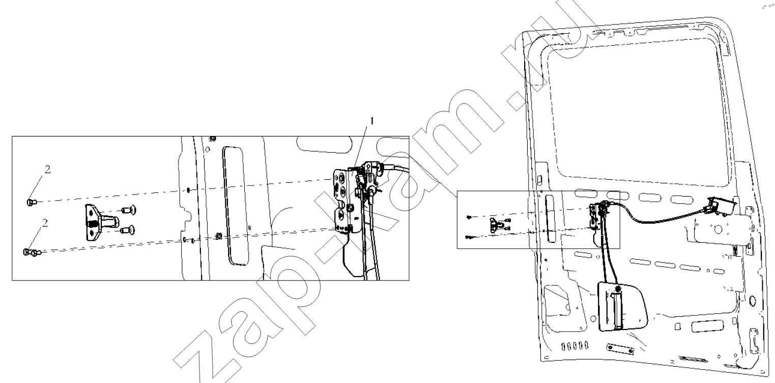 Схема/чертеж: RIGHT DOOR LOCK SYSTEM / Shaanxi Shacman SX13164N456