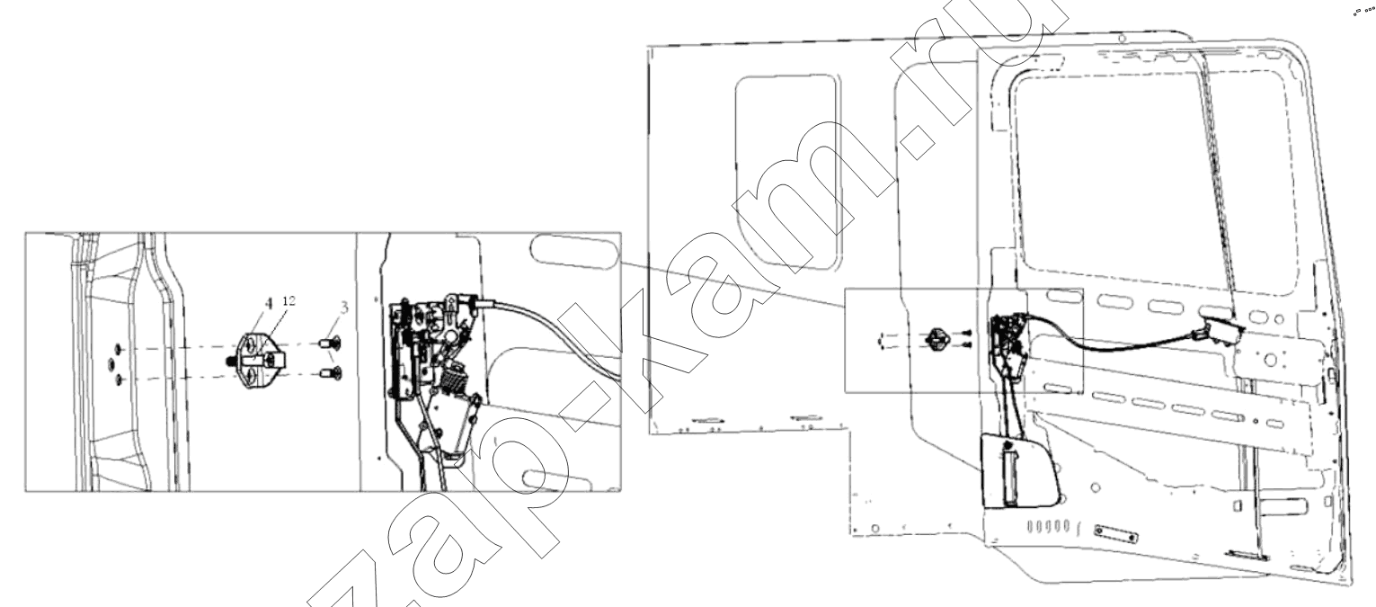 Схема/чертеж: RIGHT DOOR LOCK SYSTEM / Shaanxi Shacman SX13164N456