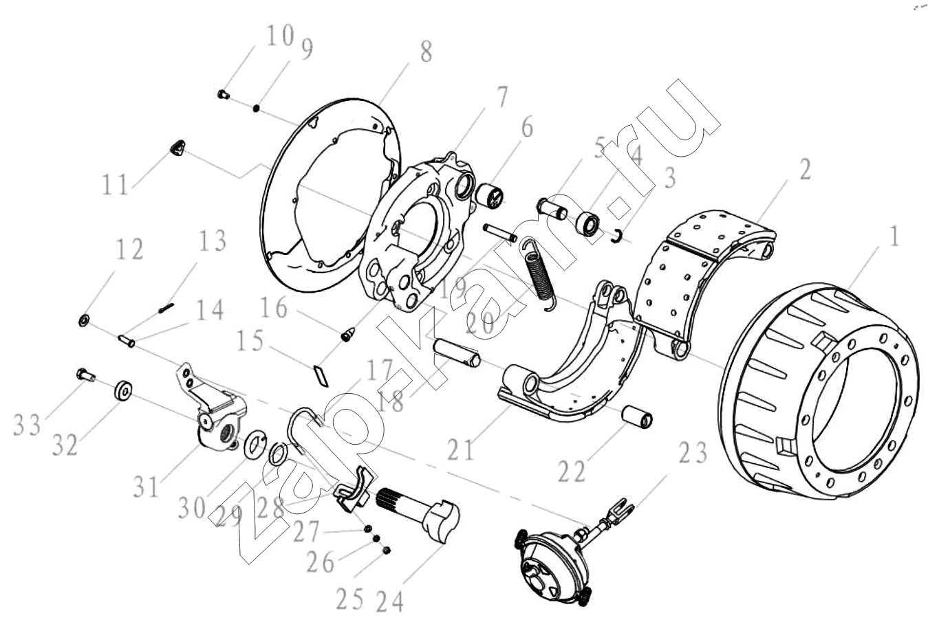 Схема/чертеж: FRONT BRAKE / Shaanxi Shacman SX13164N456