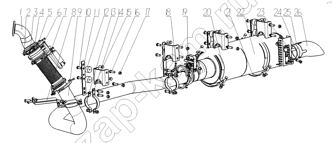 Схема/чертеж: EXHAUSTING SYSTEM / Shaanxi Shacman SX13164N456