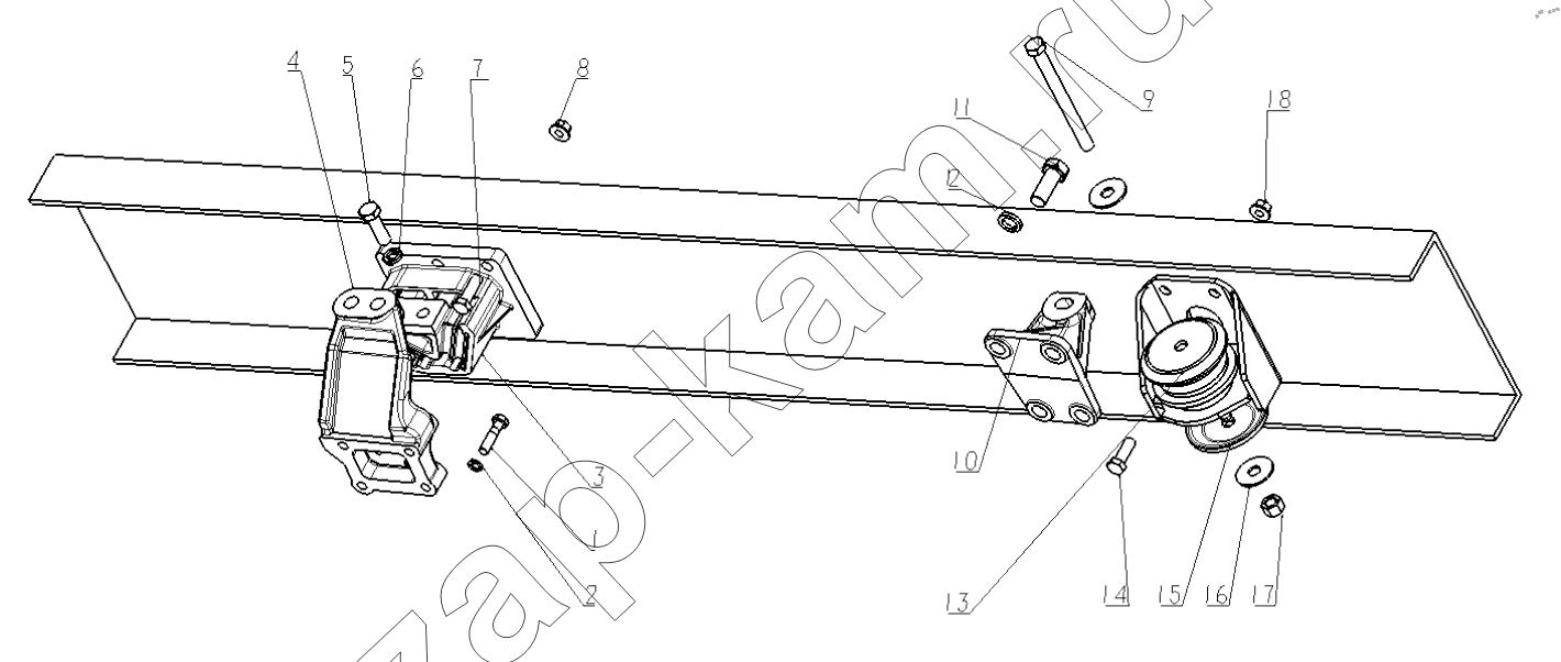 Схема/чертеж: ENGINE SUSPENSION / Shaanxi Shacman SX13164N456