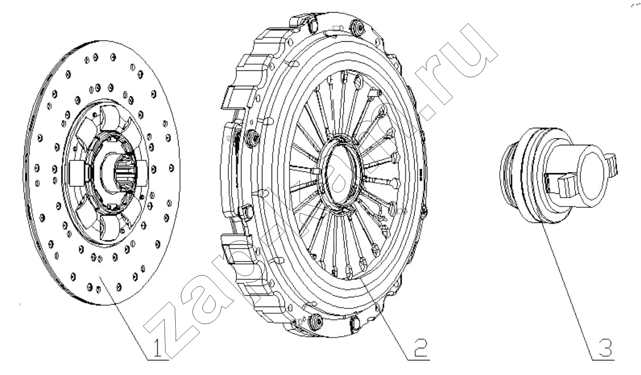 Схема/чертеж: PULL DIAPHRAGM CLUTCH / Shaanxi Shacman SX13164N456