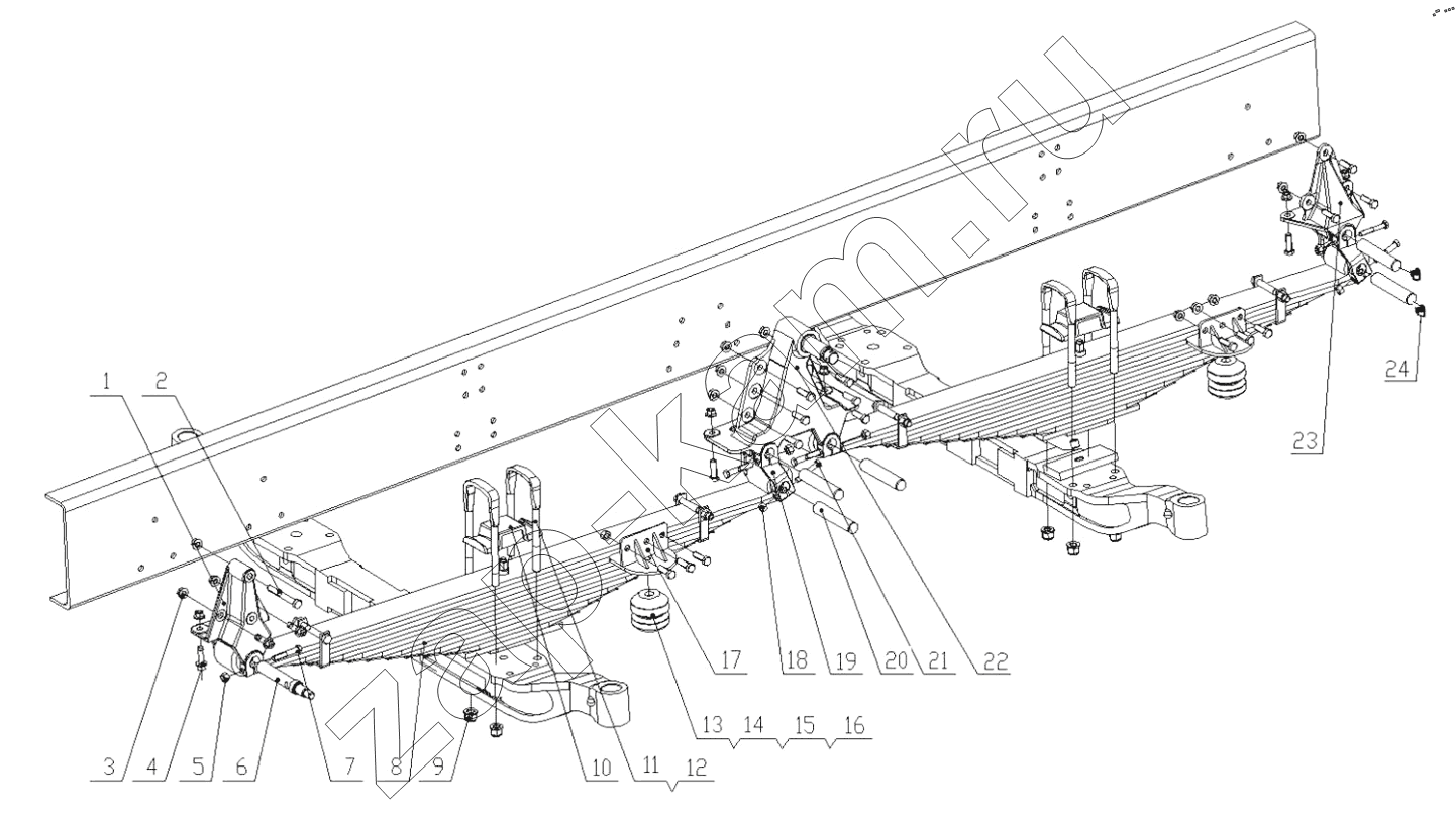 Схема/чертеж: FRONT SUSPENSION / Shaanxi Shacman SX13164N456