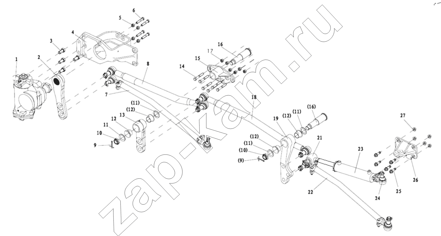 Схема/чертеж: DOUBLE SHAFTS STEERING TRANSMISSION DEVICE / Shaanxi Shacman SX13164N456