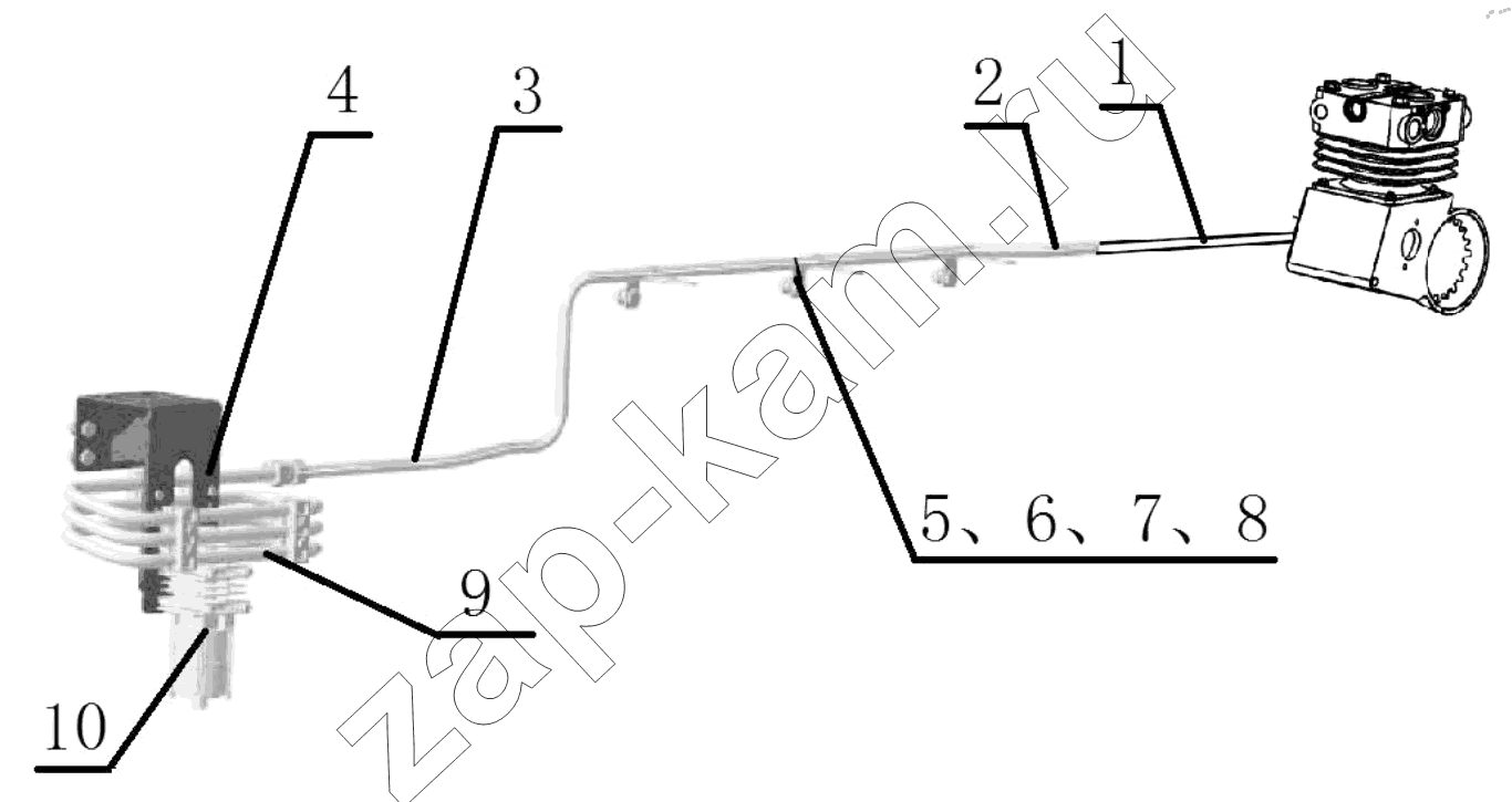 Схема/чертеж: AIR COMPRESSOR PIPELINE / Shaanxi Shacman SX13164N456