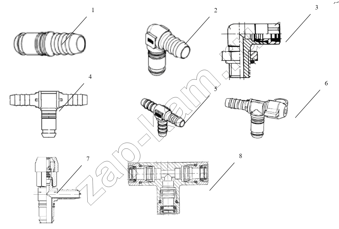 Схема/чертеж: CONNECTING PARTS,LINE & NIPPLE JOINT / Shaanxi Shacman SX13164N456