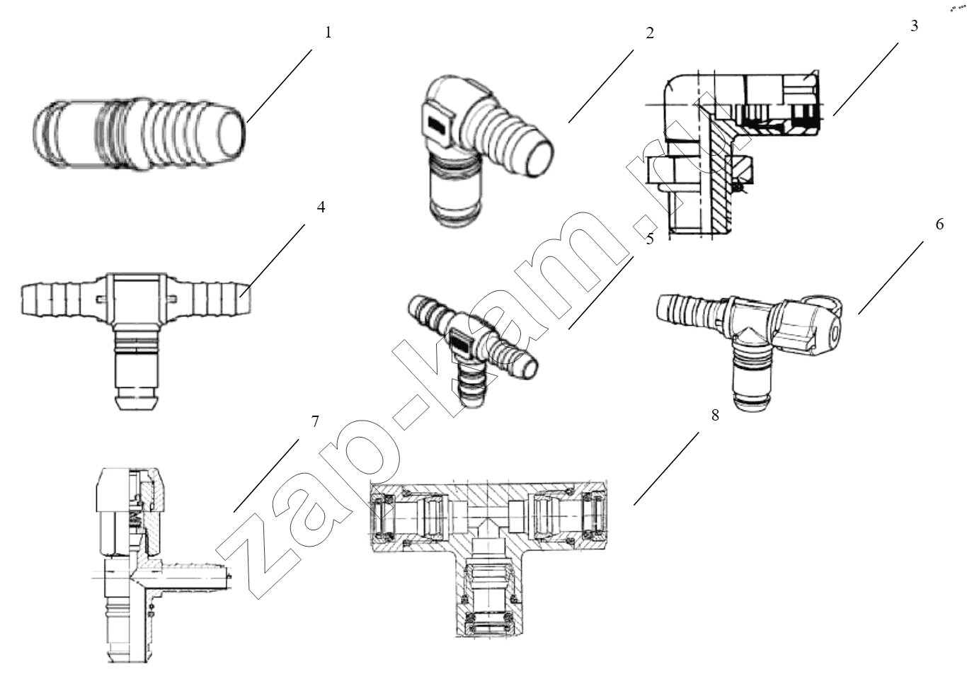 Схема/чертеж: CONNECTING PARTS,LINE & NIPPLE JOINT / Shaanxi Shacman SX13164N456